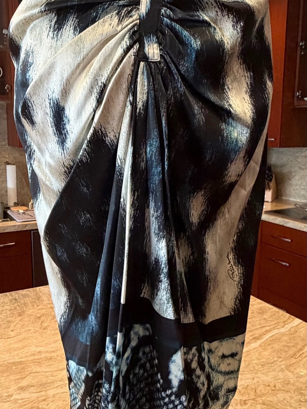 Roberto Cavalli Black Blue Printed skirt - Picture 3 of 11